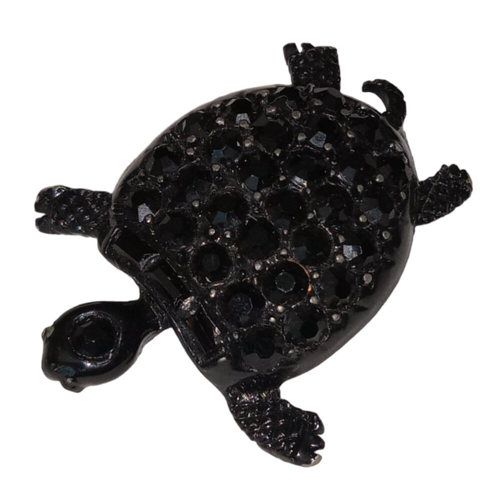 Vintage PELL Black Rhinestones Tortoise Turtle Brooch Pin RARE - Picture 11 of 15